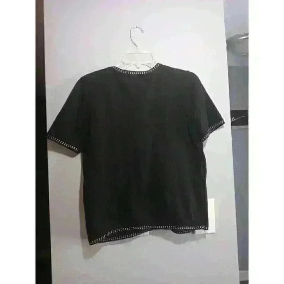 Alfred Dunner Black Floral Embellished Short Sleeve Full ZipUp Sweater Sz PLarge - Picture 5 of 5